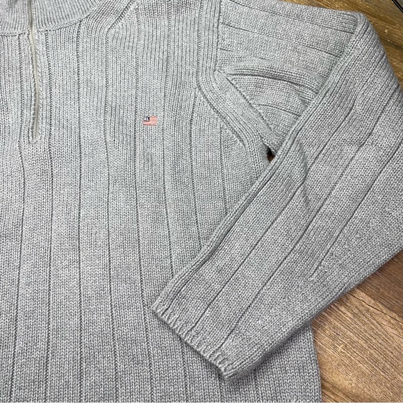 Ralph Lauren Polo Jeans Co Men’s Gray Knit Sweater Flag Logo 1/4 Zip Sz XL - Picture 7 of 9